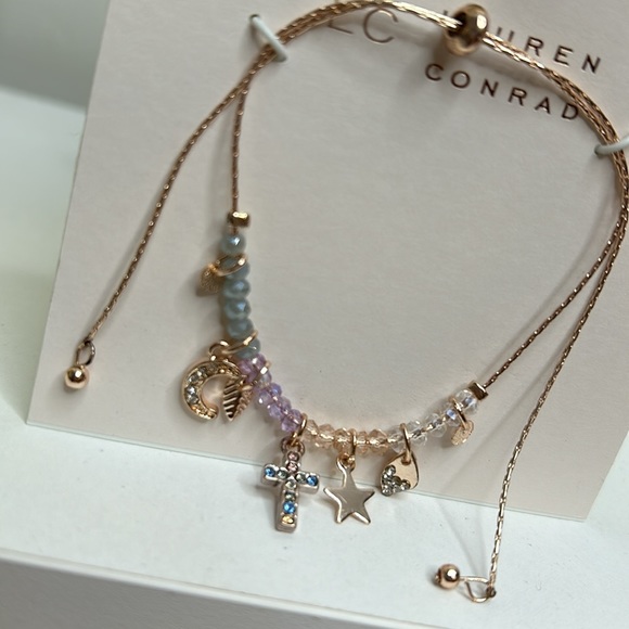 Lauren Conrad Charm Bracelet/Anklet In Rose Gold. Adjustable. New - Picture 6 of 8